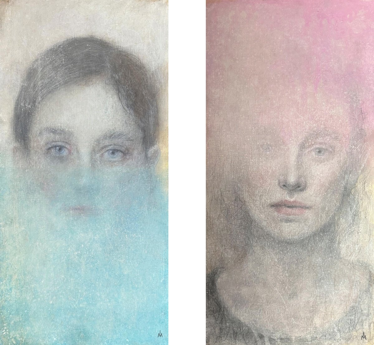 Surrealistic Portrait Drawing By Margarita Ivanova, 26 X 24", Shards Of Memory, Original Artwork