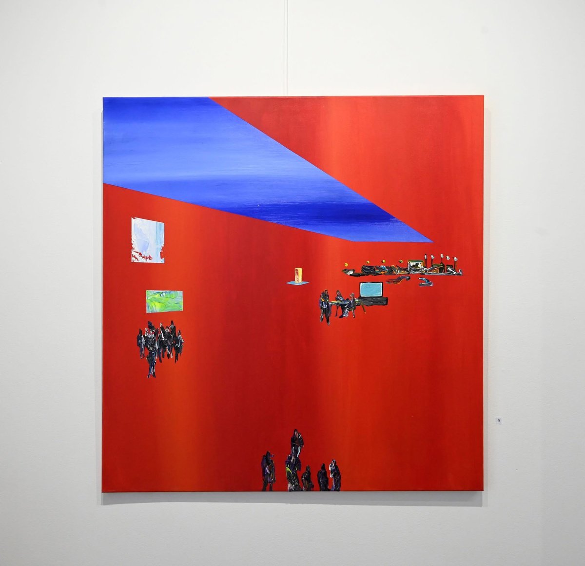 Organic Cityscapes Acrylic Painting By Kaliya Ka, 39 X 39", Breaking News, Original Artwork