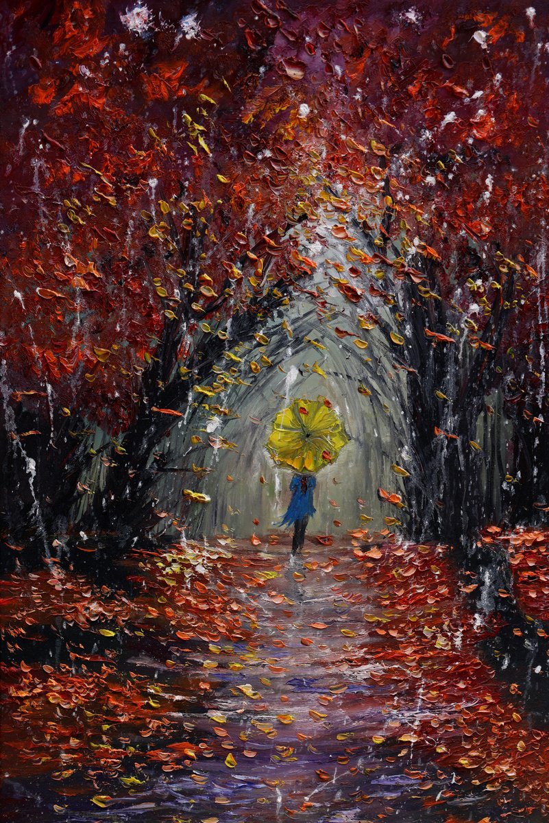 Impressionistic Portrait Oil Painting By Lilith Tonakanyan, 20 X 28", Under The Autumn Canopy, Original Artwork