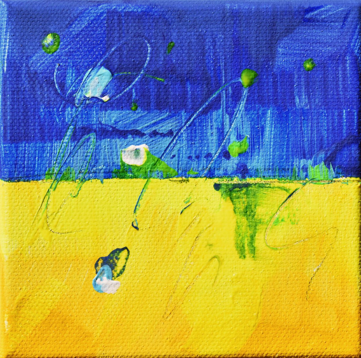 You Will See Our Faces, Not Our Backs - 4 x 4 IN / 10 x 10 CM - Mini Abstract on Canvas, R... by Cynthia Ligeros Abstract Artist