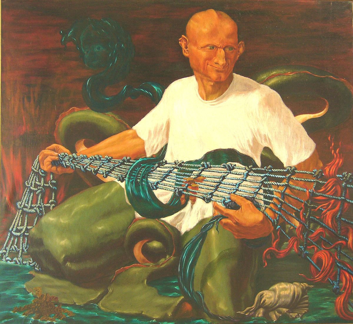 Portrait Oil Painting By Antonio Mele, 50 X 45, Tritone, Original Artwork