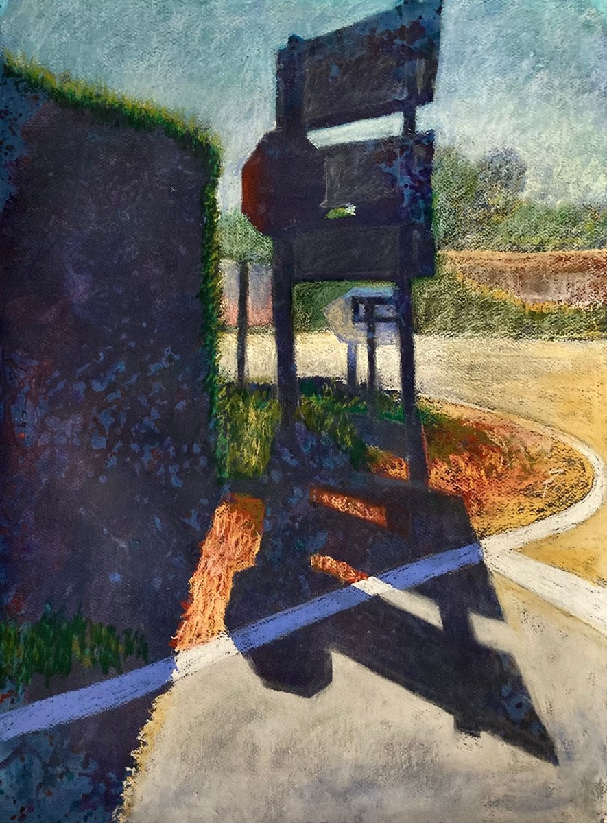 Impressionistic Cityscapes Pastel Drawing By John Cottee, 22 X 30, Signs, Original Artwork