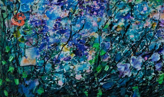 Dream Blue by OLena Art   17" X 12" X 1" - Original Painting   by Olena Art