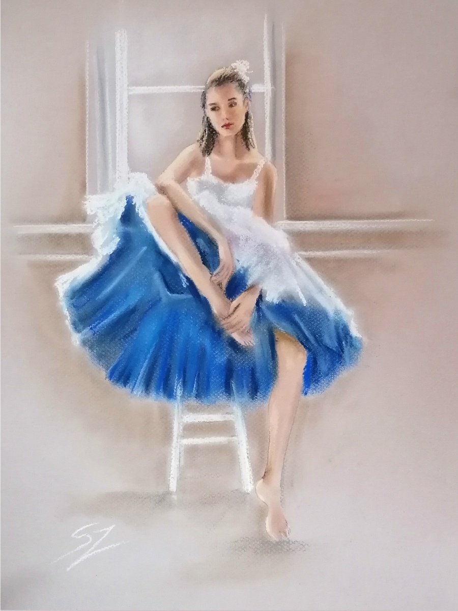 Impressionistic Portrait Painting By Susana Z. Harris, 12 X 16", Ballet Dancer 53, Original Artwork