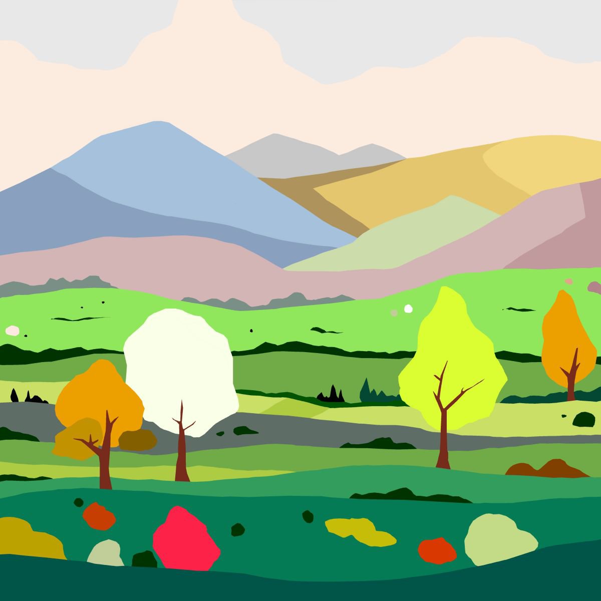 Fields (campos) (pop art, landscape) by Alejos