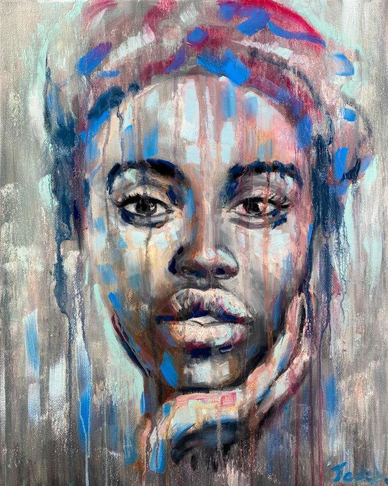 African queen portrait oil painting woman face art african american artwork original wall art above sofa art by Evgeny JackPot