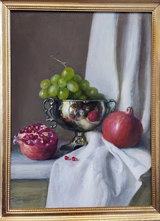 Old Bowl And Fruits
