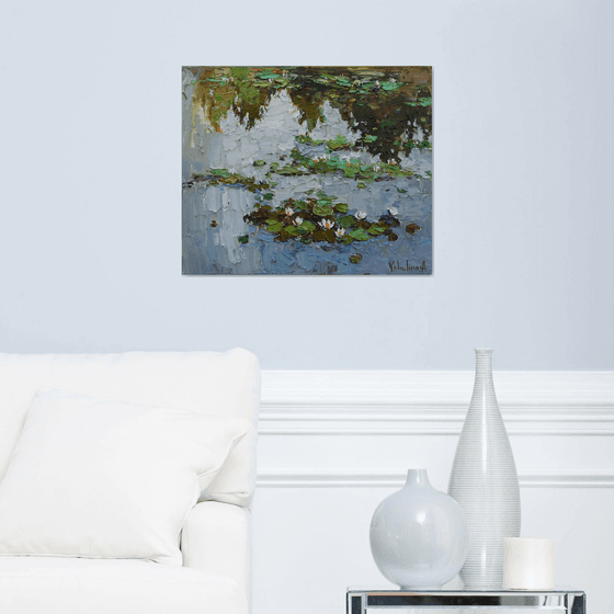 Water Lilies - Impasto Original Oil painting