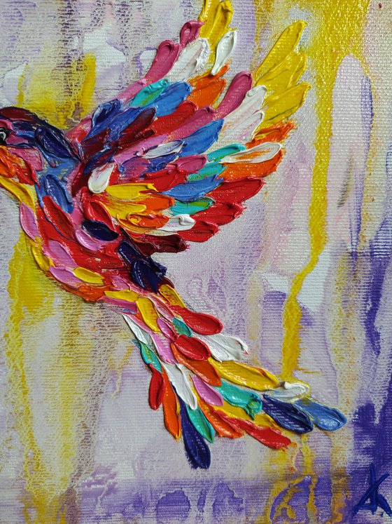 Love in the rain - hummingbirds, birds, hummingbirds oil painting, birds oil painting, love oil painting, love, animals, oil painting, art bird, impressionism
