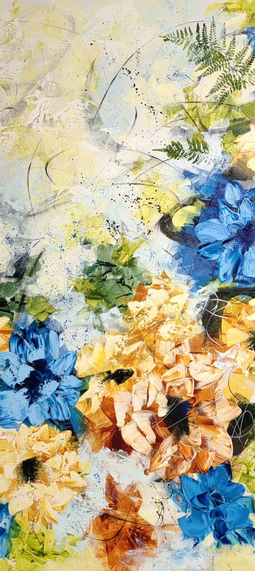 "Memories", XXL abstract flower painting by Vera Hoi