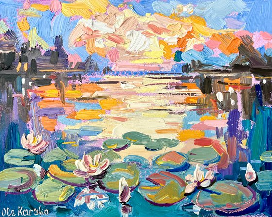 Water Lilies On the Sunset