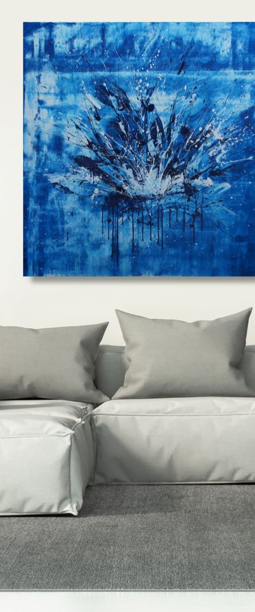 Bang Bleu (80 x 80 cm) (32 x 32 inches) XL by Ansgar Dressler