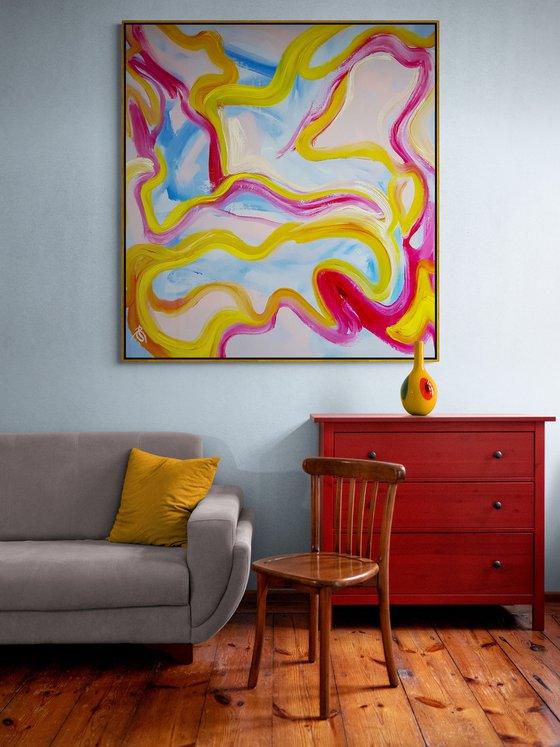 Olania (XXL) - (H)150x(W)140 cm. Willem de Kooning Style by Retne