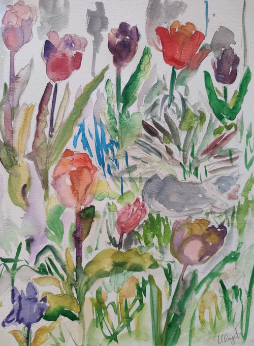 Isis with the tulipes by Linda Clerget