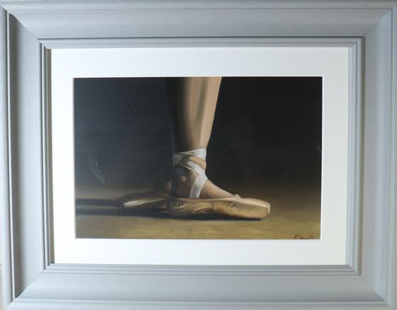 Ballet Positions , Figurative Oil Painting, Ballerina Feet, Dance, Framed and Ready to Hang