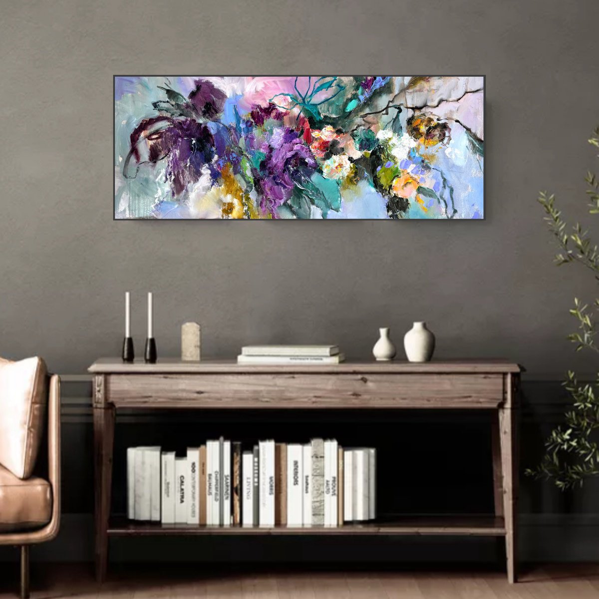 Flower Melody. Abstract By Olha Laptieva, 36 X 14, Artwork For Sale On Artfinder