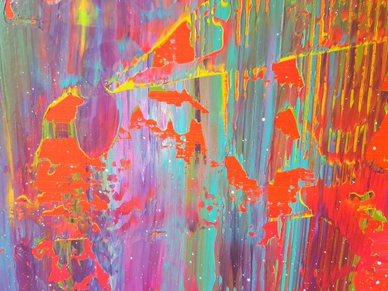 Crazy April - XXL triptych colorful palette knife painting