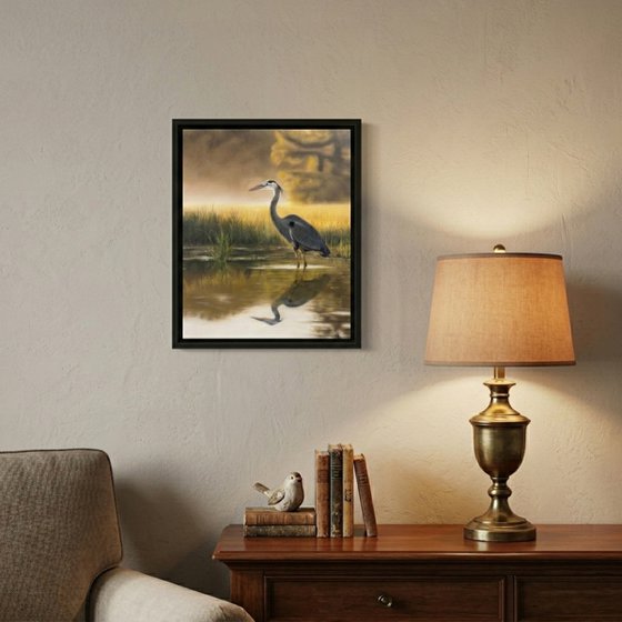 Great Blue Heron on Marsh