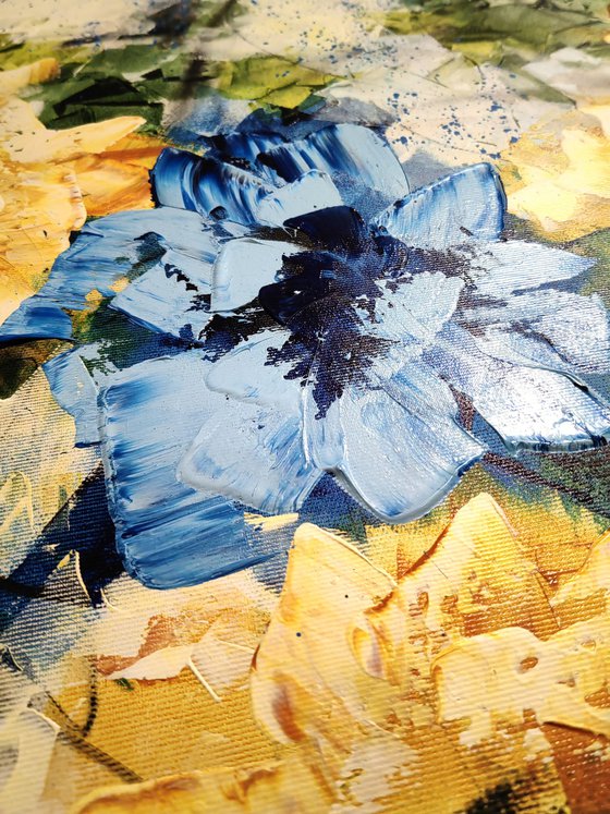 "Memories", XXL abstract flower painting