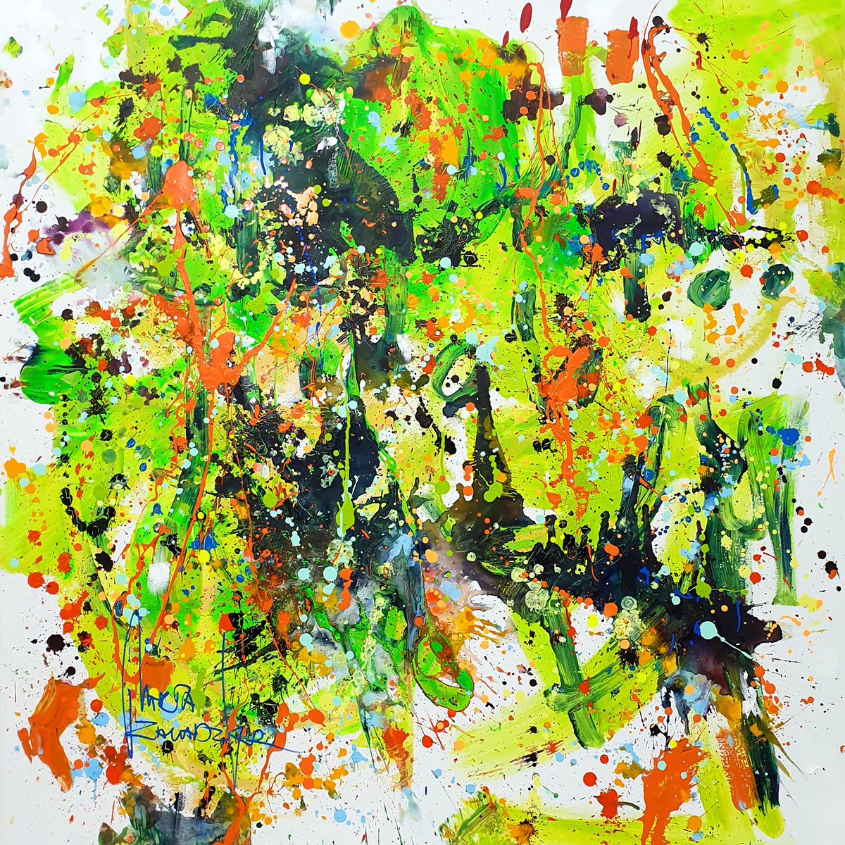 Abstract Acrylic Painting By Marta Zawadzka, 47 X 47", My Autumn, Original Artwork