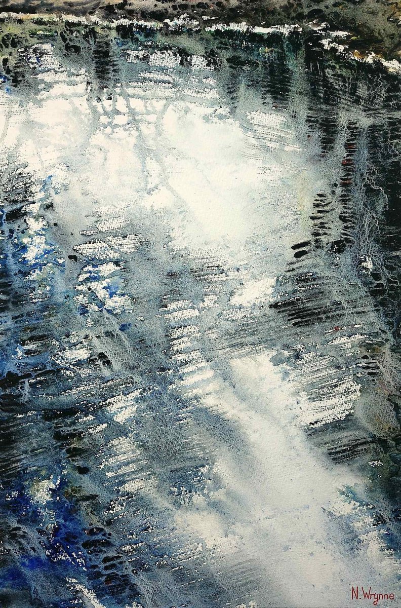 Expressive Abstract Watercolour By Neil Wrynne, 15 X 22", The Life Behind, Original Artwork