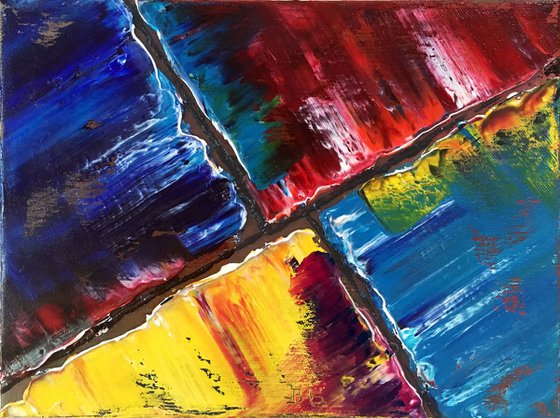 "Tiny Oils Series" - SAVE As A Series - Original Abstract PMS Oil Painting Series, Two 12 x 9 inch paintings