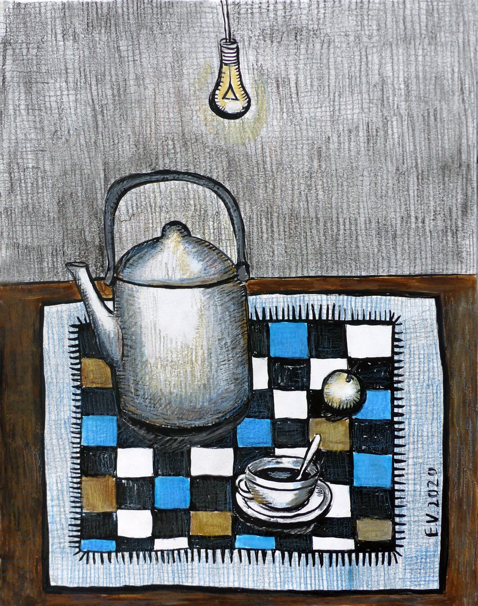 Still life with a teapot by Elizabeth Vlasova