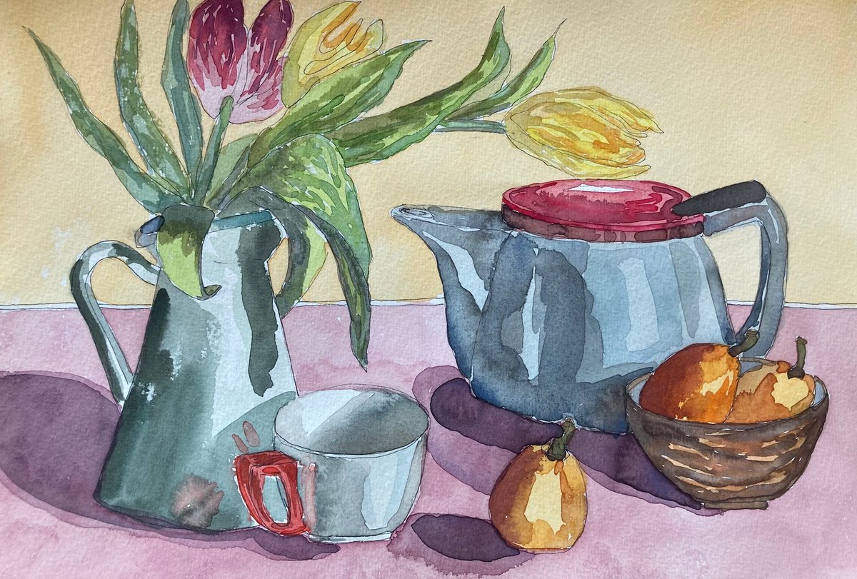 Breakfast with Tulips by Gabriele Prismantaite
