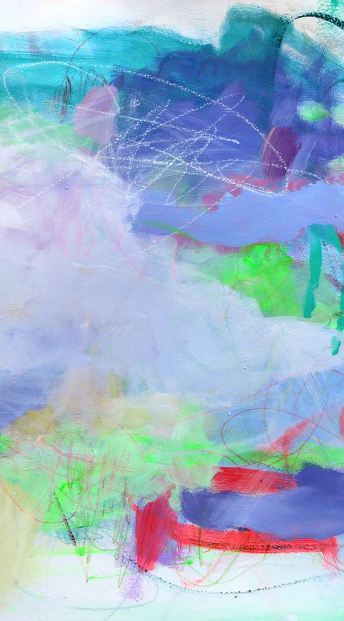 Waiting for the Day 24x18" Colorful Abstract Expressionist Painting Original on Paper by Kerri McCabe