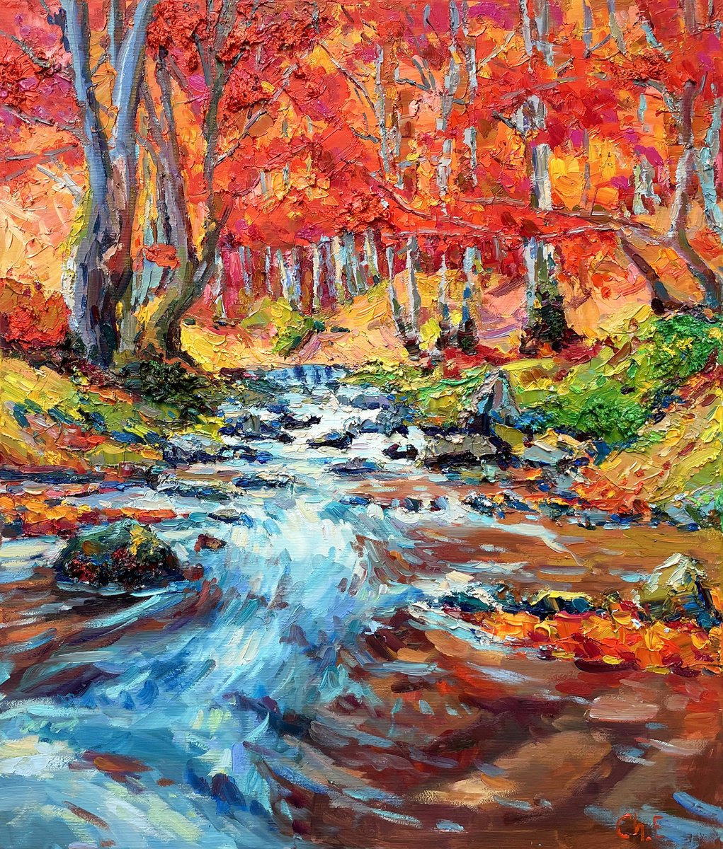 Autumn River By Evgeny Chernyakovsky, 24 X 27, Artwork For Sale On Artfinder