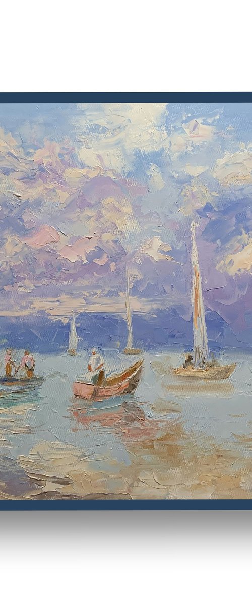 Yachts at sunset. by Vita Schagen