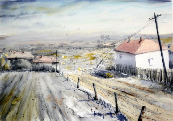 Wideness - original watercolor landscape painting by Nenad Kojić
