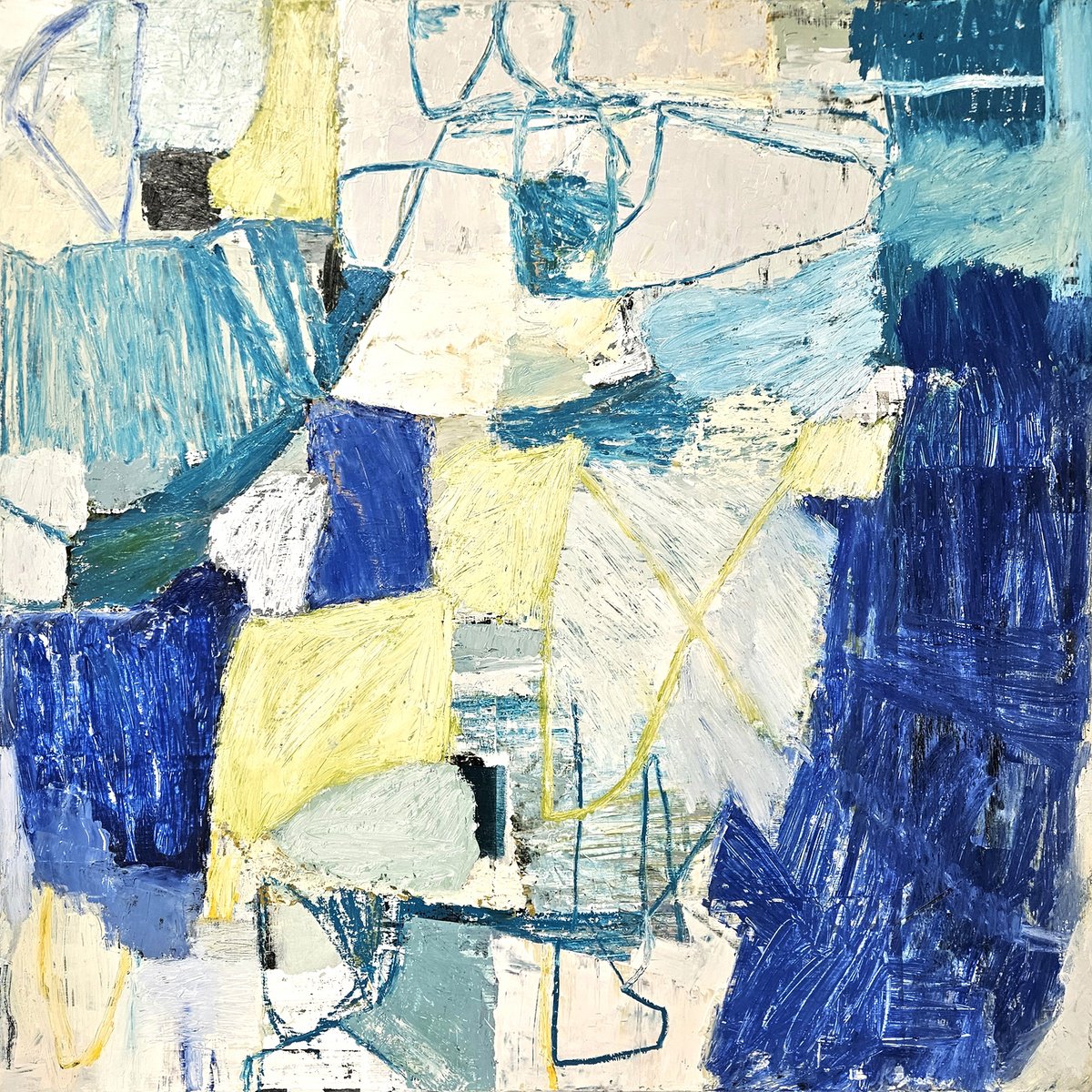 Organic Abstract Oil Painting By Tara Kelley-Cruz, 36 X 36", Love Note To Thelonius, Original Artwork