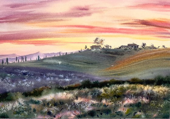 The charm of sunset Tuscany Italy