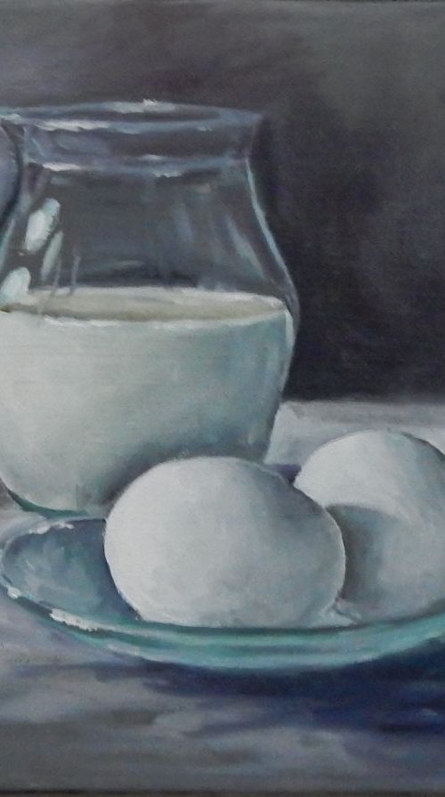 Eggs and milk jug. by Vita Schagen