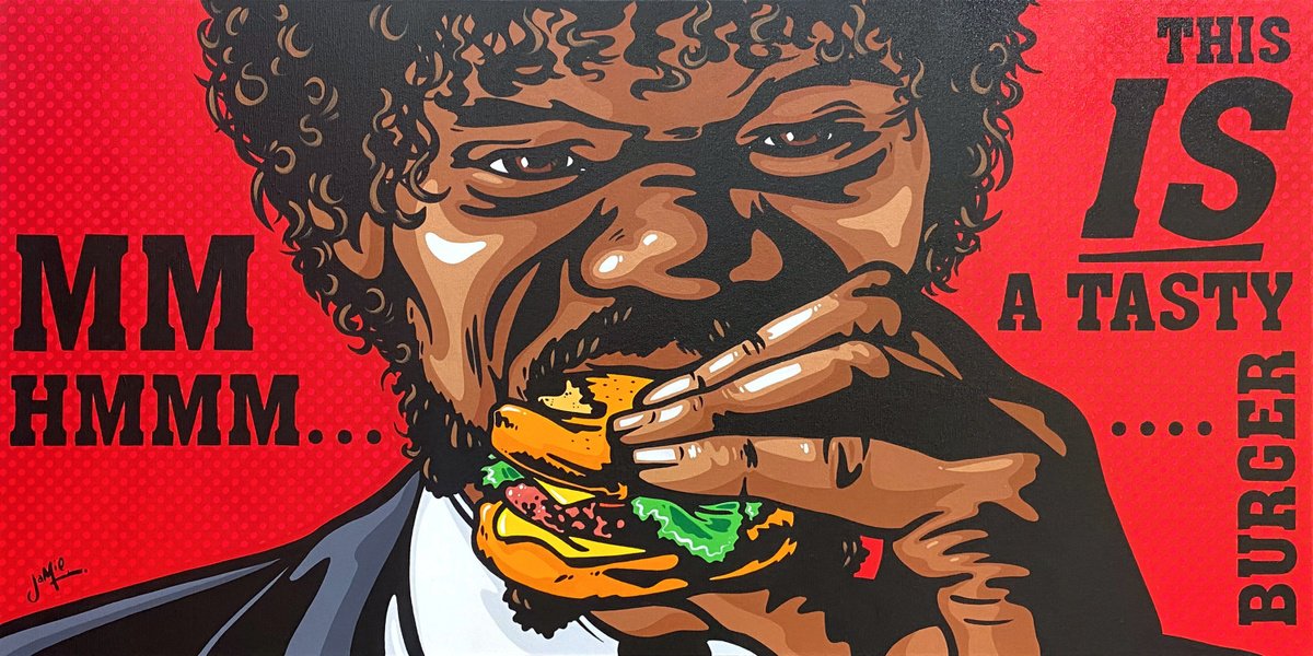 Urban And Pop Portrait Acrylic Painting By Jamie Lee, 39 X 20, Big Kahuna Burger, Original Artwork