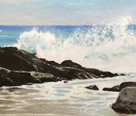 Seascape 44 - Breaking waves at Porthchapel, West Cornwall.