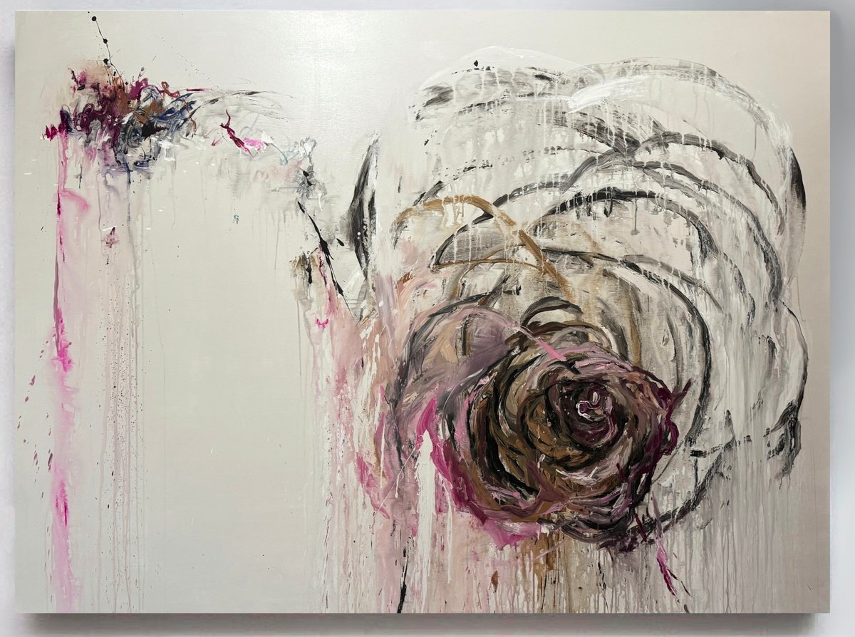 Abstract Botanical Acrylic Painting By Rosi Roys, 79 X 59", ?y 19, Original Artwork