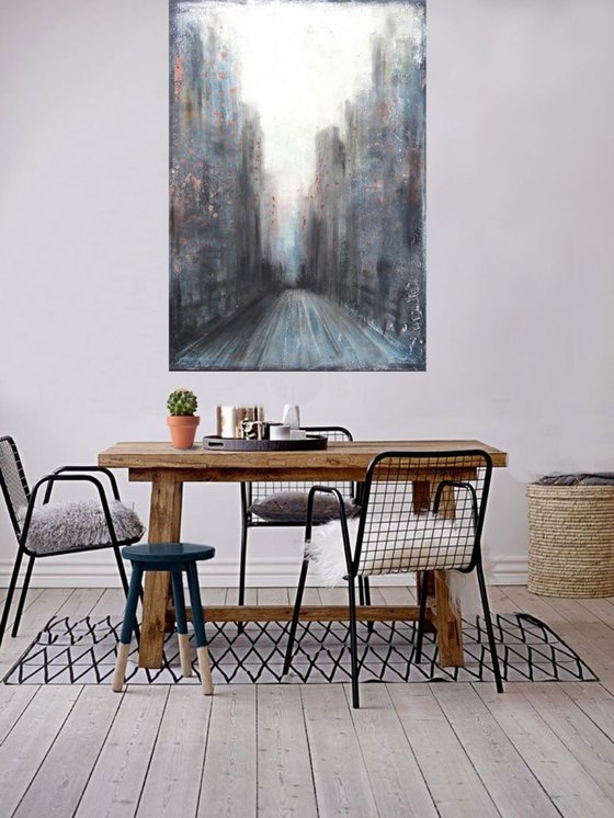 Sky scratches, early morning street Acrylic painting by Dee Brown ...