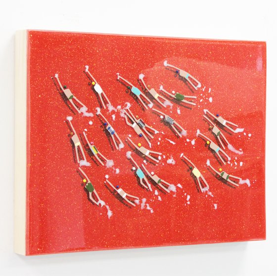 Swimmers 926 in Red Coral Reef Caribbean Water