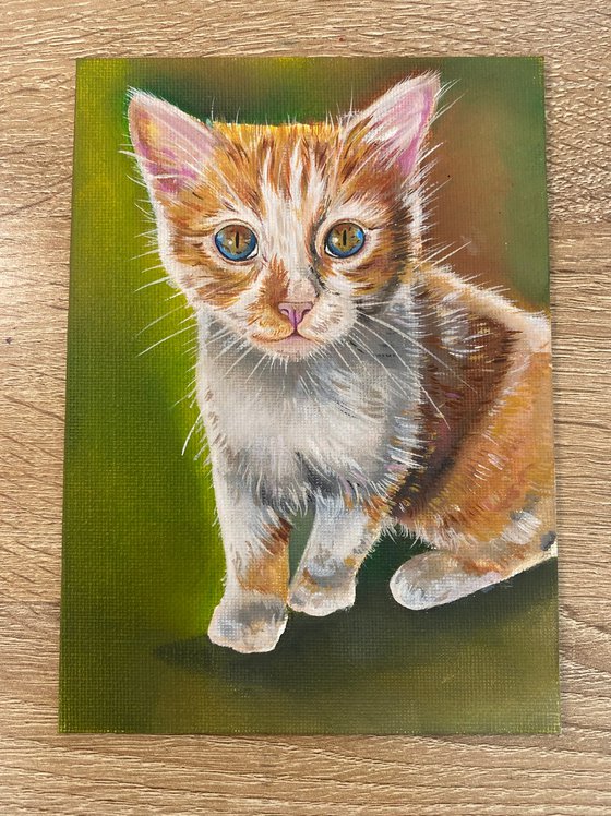 Ginger kitten oil painting