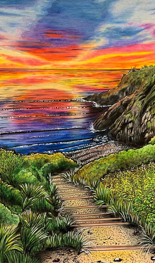 Sunset at Brandy Cove by Karen Elaine  Evans