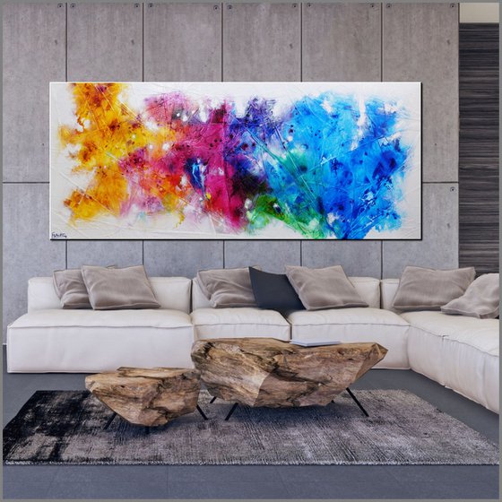 Colour Correction 240cm x 100cm Colourful Textured Abstract Art