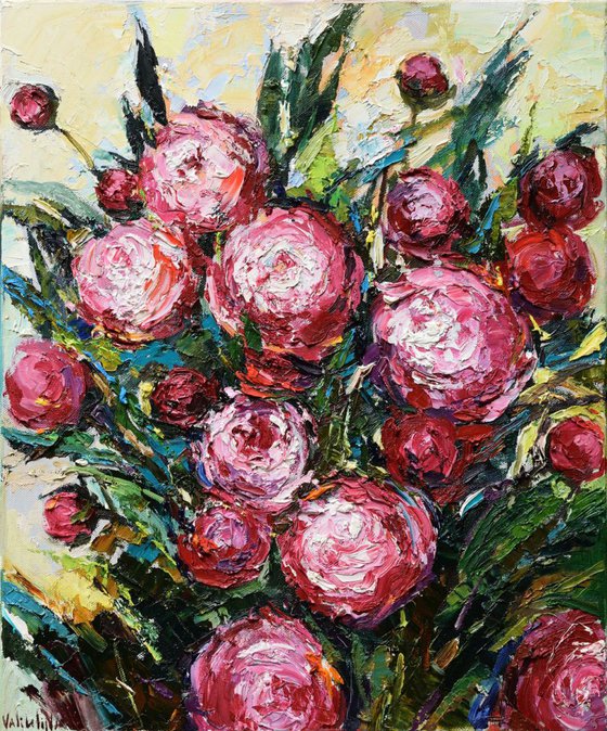 Peonies floral painting