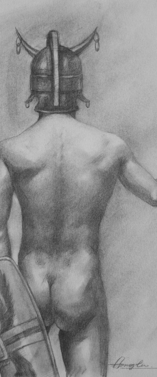 Drawing pencil  male nude on paper#17318 by Hongtao Huang