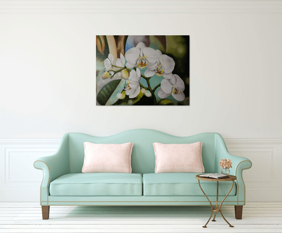 White Orchid Large Painting