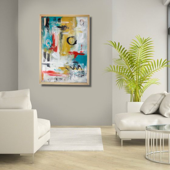 framed paintings for living room/extra large painting/abstract Wall Art/original painting/painting on canvas 100x70-title-c752