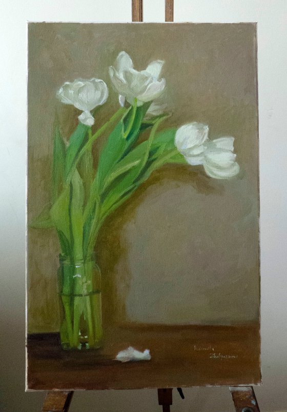 Five White Tulips