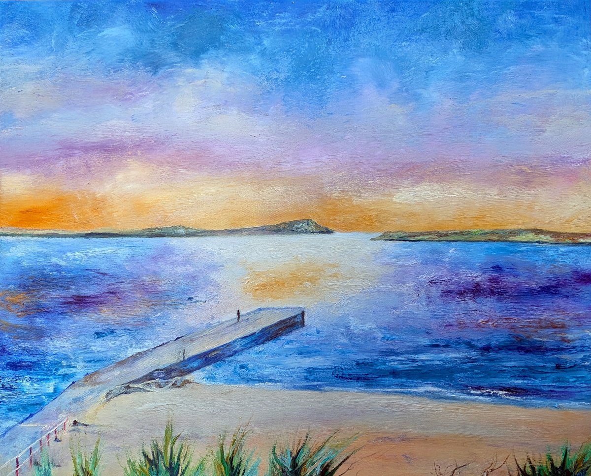 Expressive Landscape Oil Painting By Richard Freer, 24 X 20", Port Arthur Pier, Original Artwork