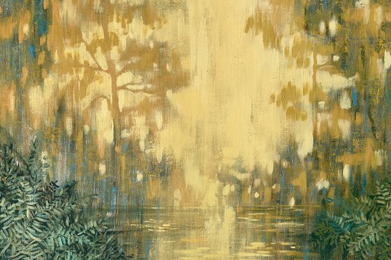 Forest Pond Under Golden Light